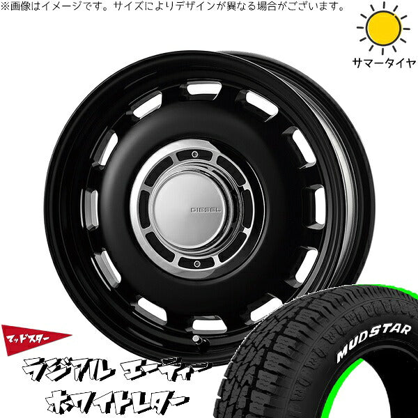 マッドスター ラジアル A/T (RADIAL A/T) 175/65R15 ＋ クロスブラッド ディーゼル サテンブラック 15インチ 6J +42 5H100P サマー・ホイール4本セット。1枚目。