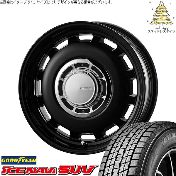 グッドイヤー アイスナビ SUV (ICENAVI SUV) 225/70R16 ＋ クロスブラッド ディーゼル サテンブラック 16インチ 5.5J +20 5H139.7P スタッドレス・ホイール4本セット。1枚目。
