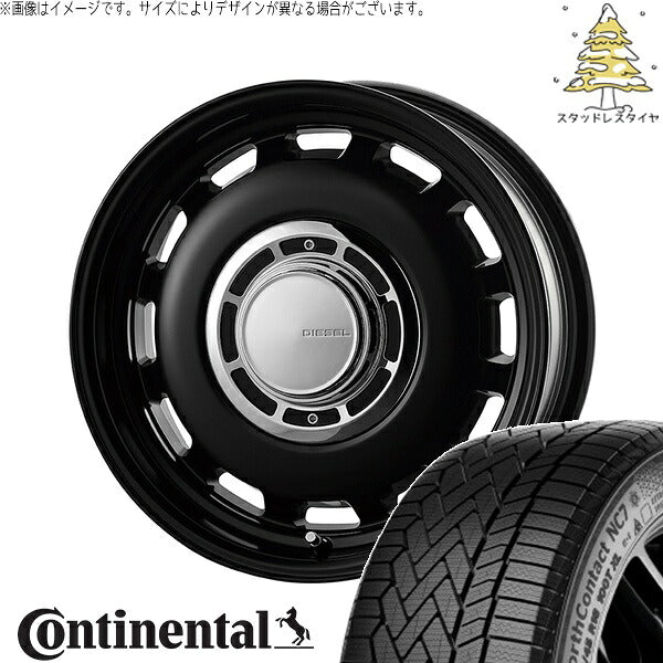 コンチネンタル ノースコンタクト セブン (NorthContact7) 195/65R15 ＋ クロスブラッド ディーゼル サテンブラック 15インチ 6J +42 5H100P スタッドレス・ホイール4本セット。1枚目。