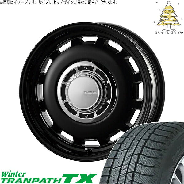 トーヨータイヤ ウィンタートランパス TX (WinterTRANPATH TX) 165/55R15 ＋ クロスブラッド ディーゼル サテンブラック 15インチ 4.5J +43 4H100P スタッドレス・ホイール4本セット。1枚目。