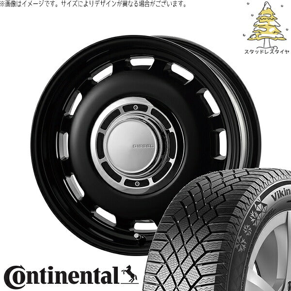 コンチネンタル バイキングコンタクト セブン (VikingContact7) 215/70R16 ＋ クロスブラッド ディーゼル サテンブラック 16インチ 6.5J +38 6H139.7P スタッドレス・ホイール4本セット。1枚目。