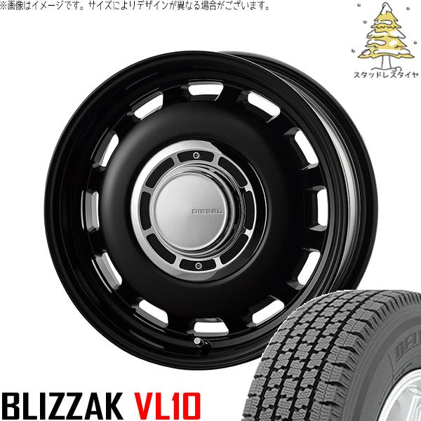 ブリヂストン ブリザック VL10 145/80R12 ＋ クロスブラッド ディーゼル サテンブラック 12インチ 4.00B +43 4H100P スタッドレス・ホイール4本セット。1枚目。