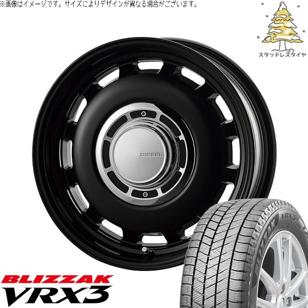 ブリヂストン ブリザック VRX3 145/80R12 ＋ クロスブラッド ディーゼル サテンブラック 12インチ 4.00B +43 4H100P スタッドレス・ホイール4本セット。1枚目。