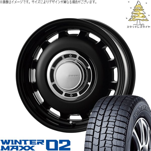 ダンロップ ウィンターマックス02 175/65R15 ＋ クロスブラッド ディーゼル サテンブラック 15インチ 6J +42 4H100P スタッドレス・ホイール4本セット。1枚目。
