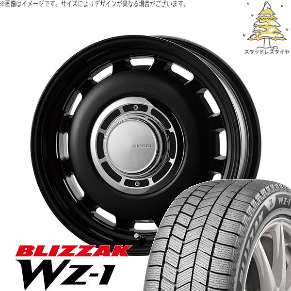 ブリヂストン ブリザック WZ-1 185/60R15 ＋ クロスブラッド ディーゼル サテンブラック 15インチ 6J +42 5H100P スタッドレス・ホイール4本セット。1枚目。