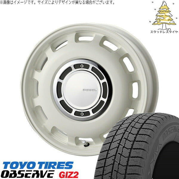 トーヨータイヤ OBSERVE 195/65R15 ＋ クロスブラッド ディーゼル ミスティックホワイト 15インチ 6J +42 4H100P スタッドレス・ホイール4本セット。1枚目。