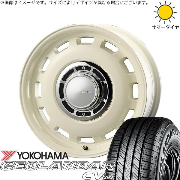 ヨコハマタイヤ ジオランダーCV G058 225/70R16 ＋ クロスブラッド ディーゼル ミスティックホワイト 16インチ 6J -5 5H139.7P サマー・ホイール4本セット。1枚目。