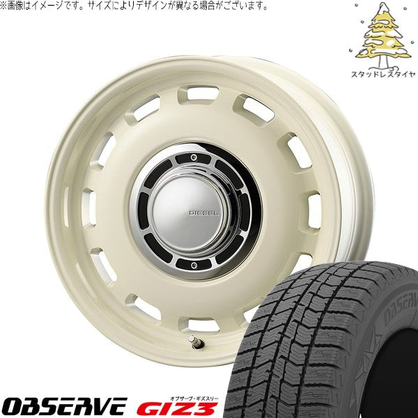 トーヨータイヤ オブザーブ GIZ3 165/60R15 ＋ クロスブラッド ディーゼル ミスティックホワイト 15インチ 4.5J +43 4H100P スタッドレス・ホイール4本セット。1枚目。