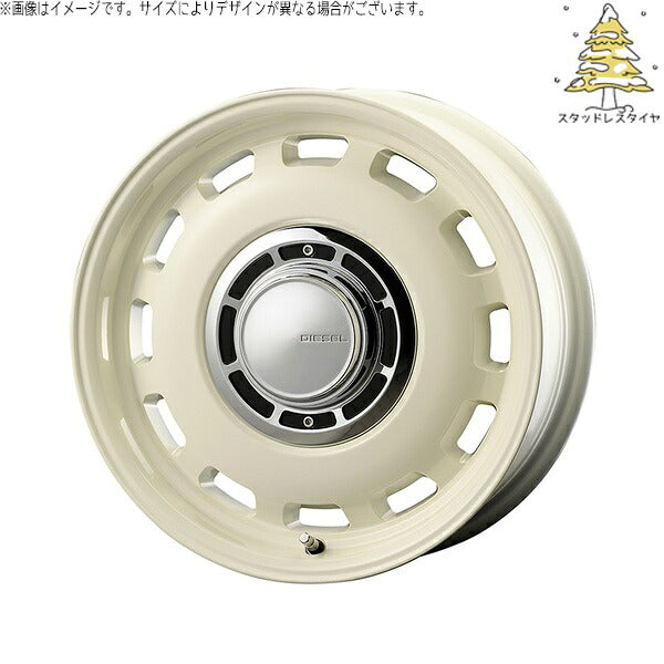 輸入スタッドレスタイヤ（銘柄指定不可） 165/60R15 ＋ クロスブラッド ディーゼル ミスティックホワイト 15インチ 4.5J +43 4H100P ホイール4本セット。1枚目。