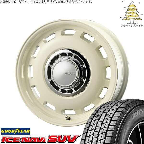 グッドイヤー アイスナビ SUV (ICENAVI SUV) 215/70R16 ＋ クロスブラッド ディーゼル ミスティックホワイト 16インチ 5.5J +20 5H139.7P スタッドレス・ホイール4本セット。1枚目。