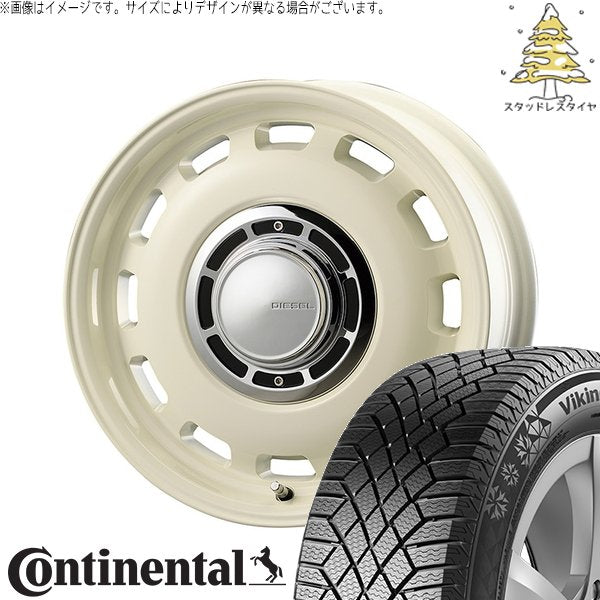 コンチネンタル バイキングコンタクト7 175/65R15 ＋ クロスブラッド ディーゼル ミスティックホワイト 15インチ 6J +32 4H100P スタッドレス・ホイール4本セット。1枚目。