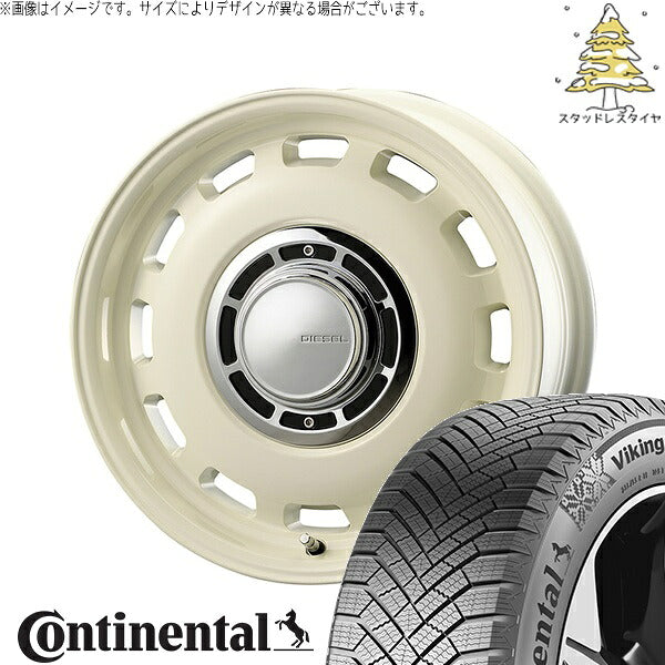 コンチネンタル バイキングコンタクト エイト (VikingContact8) 195/65R15 ＋ クロスブラッド ディーゼル ミスティックホワイト 15インチ 6J +32 4H100P スタッドレス・ホイール4本セット。1枚目。