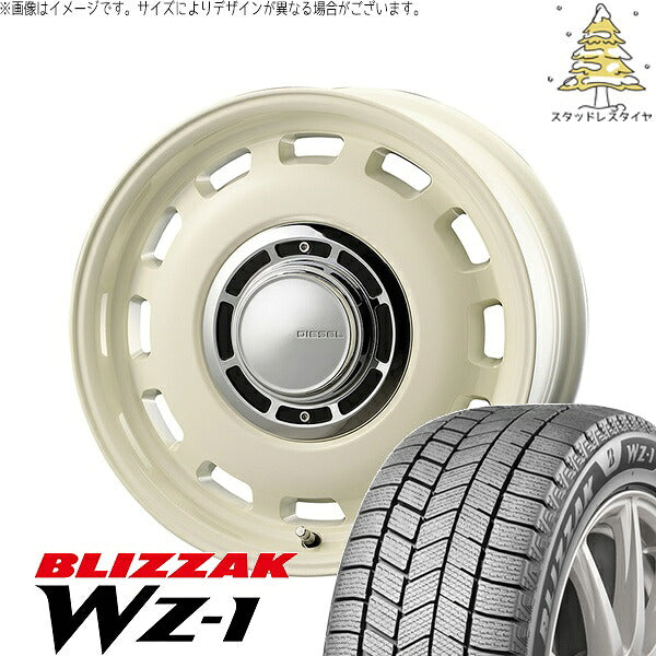ブリヂストン ブリザック WZ-1 (BLIZZAK WZ-1) 175/65R15 ＋ クロスブラッド ディーゼル ミスティックホワイト 15インチ 4.5J +43 4H100P スタッドレス・ホイール4本セット。1枚目。