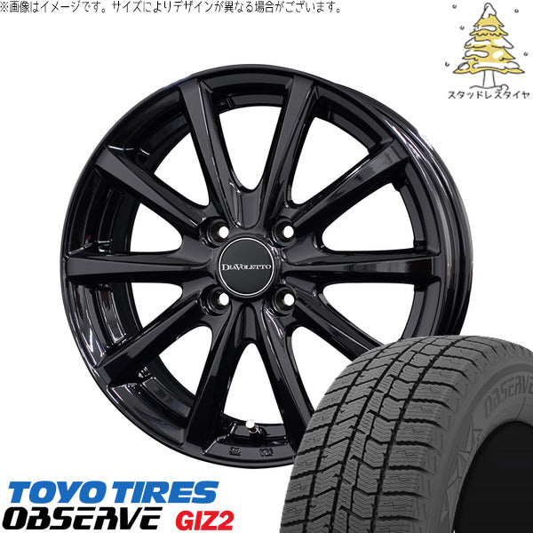 トーヨータイヤ OBSERVE 195/65R16 ＋ D.TEN ブラック 16インチ 6J +43 4H100P スタッドレス・ホイール4本セット。1枚目。