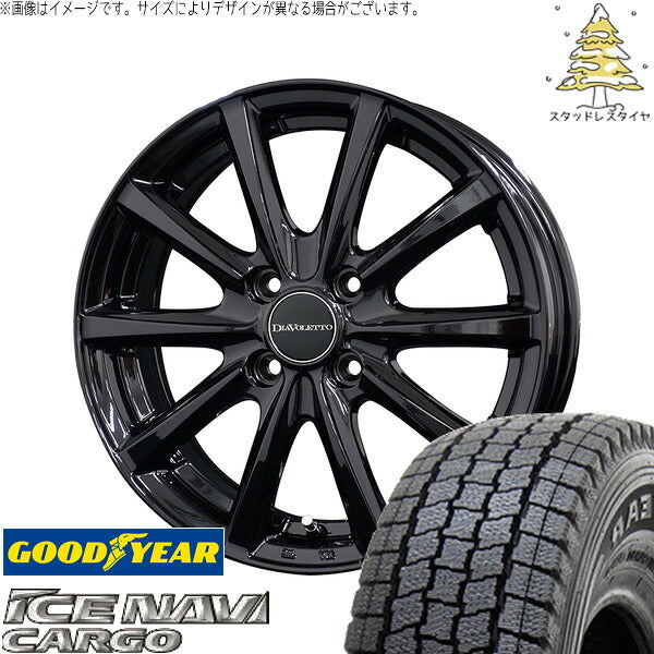 グッドイヤー アイスナビカーゴ 155/80R14 ＋ D.TEN ブラック 14インチ 5J +39 4H100P スタッドレス・ホイール4本セット。1枚目。