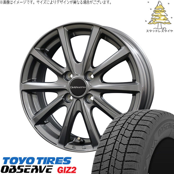 トーヨータイヤ OBSERVE 165/70R14 ＋ D.TEN グレーメタリック 14インチ 4.5J +43 4H100P スタッドレス・ホイール4本セット。1枚目。