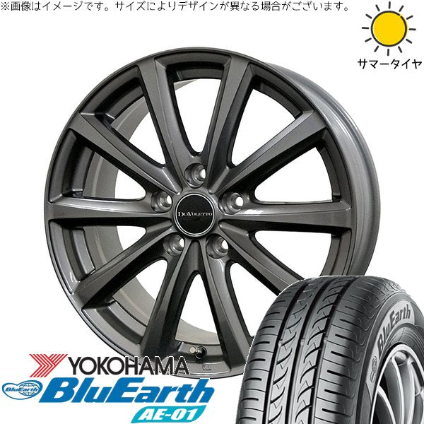 ヨコハマタイヤ ブルーアース AE01 175/60R16 ＋ D.TEN グレーメタリック 16インチ 6J +43 4H100P サマー・ホイール4本セット。1枚目。