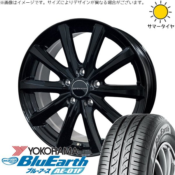 ヨコハマタイヤ ブルーアース AE-01F 205/60R16 ＋ D.TEN ブラック 16インチ 6.5J +48 5H114.3P サマー・ホイール4本セット。1枚目。