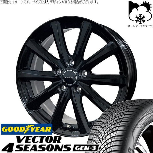 グッドイヤー ベクター4シーズンズ GEN-3 185/60R15 ＋ D.TEN ブラック 15インチ 5.5J +48 4H100P オールシーズン・ホイール4本セット。1枚目。