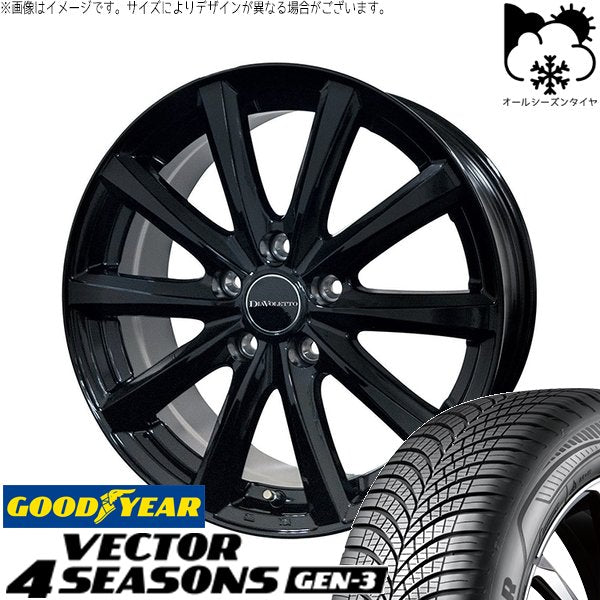 グッドイヤー ベクター4シーズンズ GEN-3 185/60R15 ＋ D.TEN ブラック 15インチ 5.5J +43 4H100P オールシーズン・ホイール4本セット。1枚目。