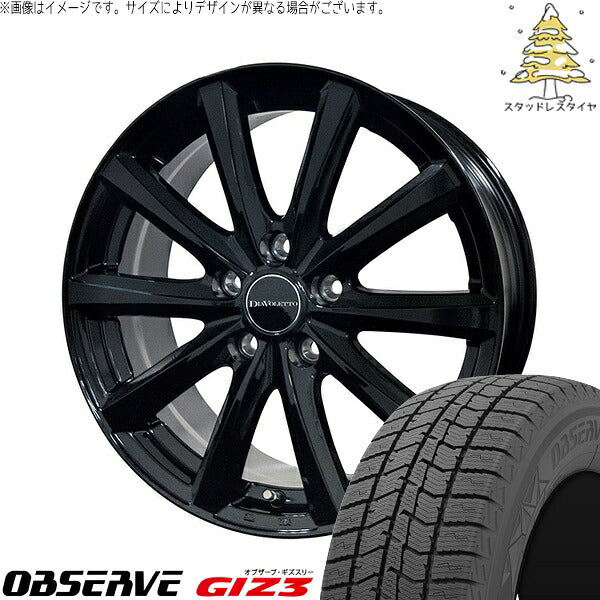 トーヨータイヤ オブザーブ ギズスリー (OBSERVE GIZ3) 215/65R16 ＋ D.TEN ブラック 16インチ 6.5J +38 5H114.3P スタッドレス・ホイール4本セット。1枚目。