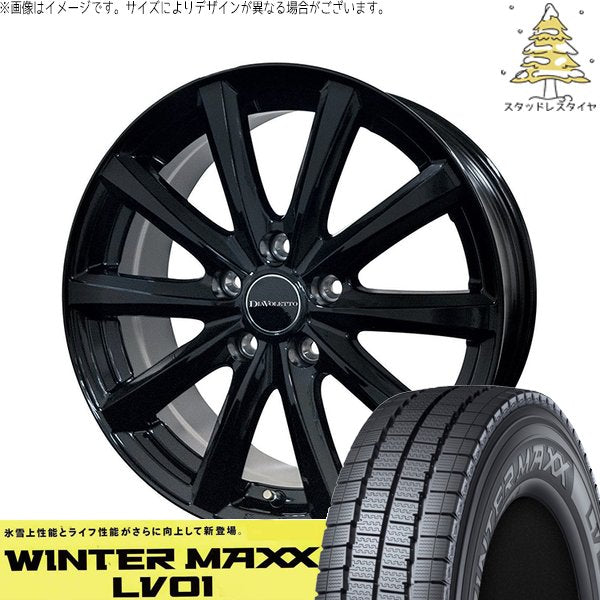 ダンロップ ウィンターマックス LV01 155/80R14 ＋ D.TEN ブラック 14インチ 5J +39 4H100P スタッドレス・ホイール4本セット。1枚目。