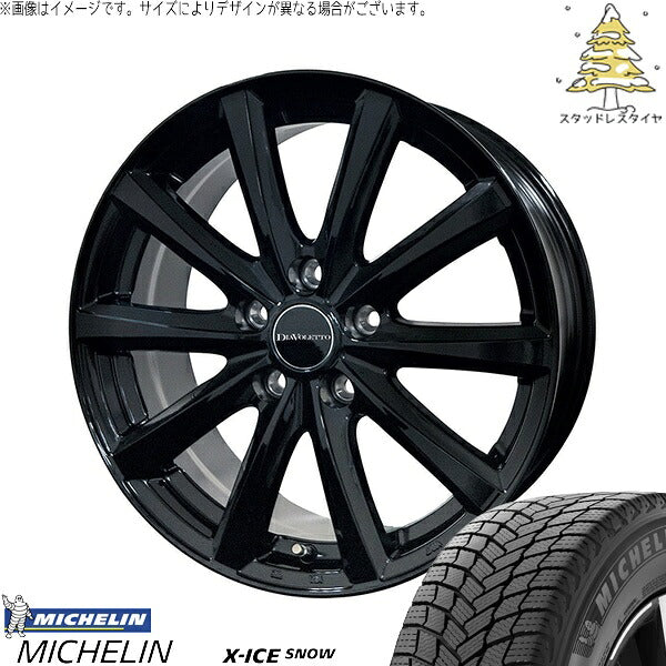 ミシュラン エックスアイス スノー (X-ICE SNOW) 225/50R17 ＋ D.TEN ブラック 17インチ 7.0J +39 5H114.3P スタッドレス・ホイール4本セット。1枚目。