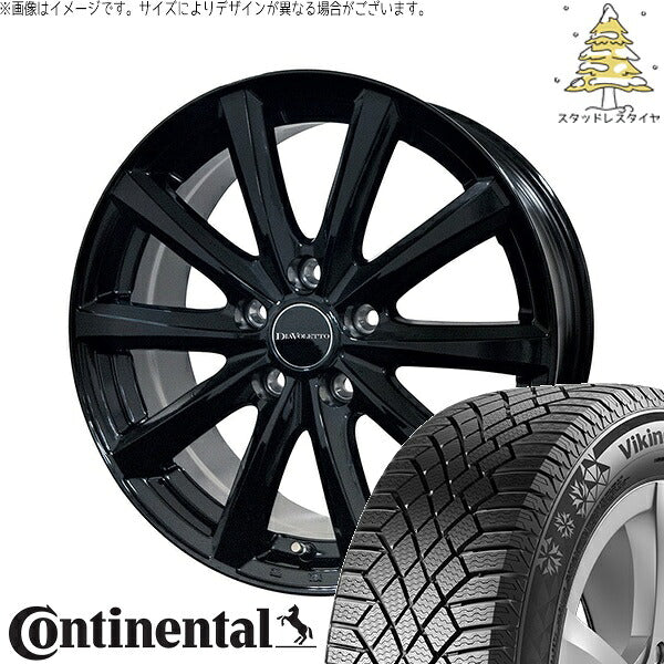 コンチネンタル バイキングコンタクト セブン (VikingContact7) 175/65R15 ＋ D.TEN ブラック 15インチ 5.5J +43 4H100P スタッドレス・ホイール4本セット。1枚目。