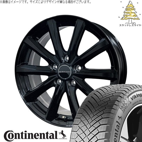 コンチネンタル バイキングコンタクト8 225/45R18 ＋ D.TEN ブラック 18インチ 7.5J +39 5H114.3P スタッドレス・ホイール4本セット。1枚目。