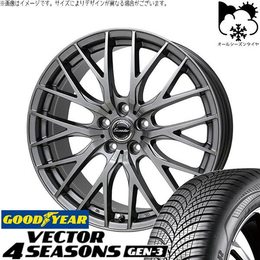 グッドイヤー ベクター4シーズンズ GEN-3 245/40R19 ＋ エクシーダー E05-2 ダークシルバー 19インチ 8J +42 5H114.3P オールシーズン・ホイール4本セット。1枚目。
