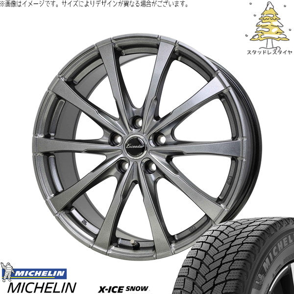 ミシュラン エックスアイス スノー 245/50R19 ＋ エクシーダー E08 ダークシルバー 19インチ 8J +25 5H120P スタッドレス・ホイール4本セット。1枚目。
