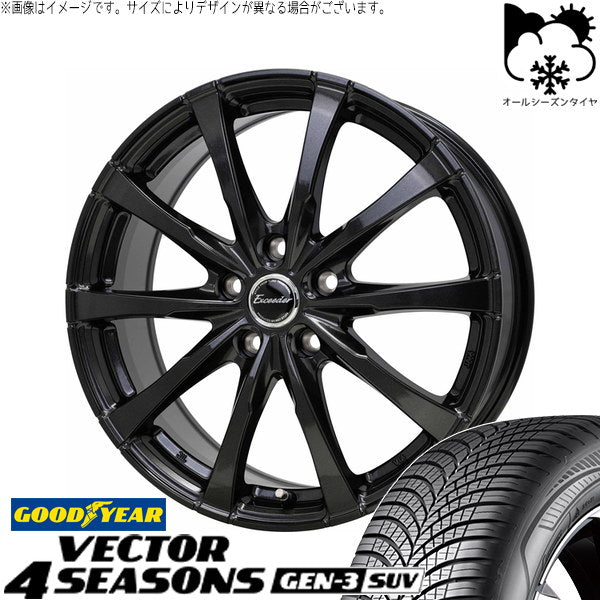 グッドイヤー ベクター4シーズンズ GEN-3 SUV 225/60R18 ＋ エクシーダー E08 グロスガンメタ 18インチ 7.5J +40 5H120P オールシーズン・ホイール4本セット。1枚目。