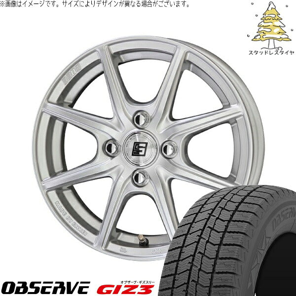 トーヨータイヤ オブザーブ ギズスリー (OBSERVE GIZ3) 165/60R14 ＋ ザインEK シャインシルバー 14インチ 4.5J +45 4H100P スタッドレス・ホイール4本セット。1枚目。