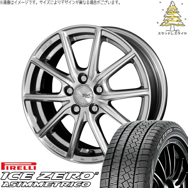 ピレリ アイスゼロアシンメトリコ (ICEZERO ASIMMETRICO) 215/55R17 ＋ ザインEK シャインシルバー 17インチ 7.0J +42 5H114.3P スタッドレス・ホイール4本セット。1枚目。