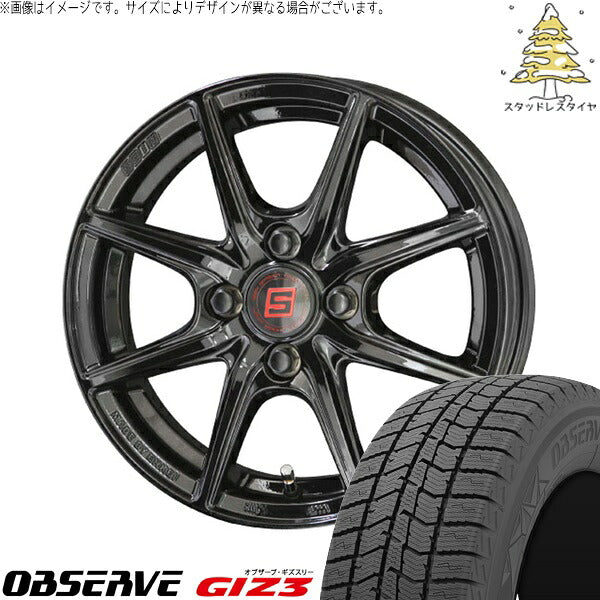 トーヨータイヤ オブザーブ ギズスリー (OBSERVE GIZ3) 155/65R14 ＋ ザインEK ソリッドブラック 14インチ 4.5J +45 4H100P スタッドレス・ホイール4本セット。1枚目。
