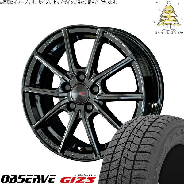 トーヨータイヤ オブザーブ ギズスリー (OBSERVE GIZ3) 215/60R16 ＋ ザインEK ソリッドブラック 16インチ 6.5J +45 5H114.3P スタッドレス・ホイール4本セット。1枚目。