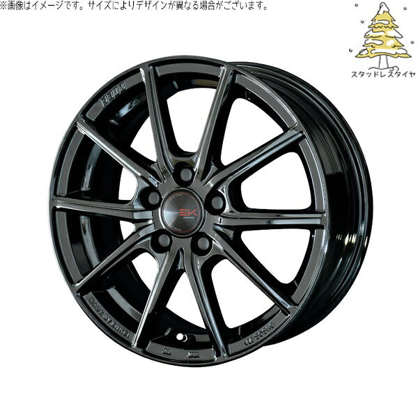 輸入スタッドレスタイヤ（銘柄指定不可） 205/55R16 ＋ ザインEK ソリッドブラック 16インチ 6.5J +45 5H114.3P ホイール4本セット。1枚目。
