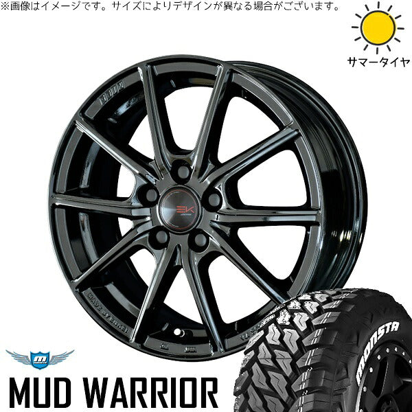 モンスタタイヤ マッドウォーリアー (MUD WARRIOR) 215/70R16 ＋ ザインEK ソリッドブラック 16インチ 6.5J +45 5H114.3P サマー・ホイール4本セット。1枚目。