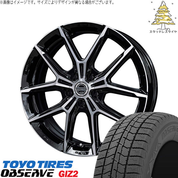 トーヨータイヤ OBSERVE 195/65R16 ＋ スマック+EK M1 グロスブラックポリッシュ 16インチ 6J +45 5H100P スタッドレス・ホイール4本セット。1枚目。