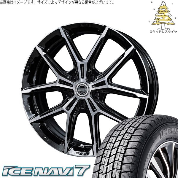 グッドイヤー アイスナビ7 175/60R16 ＋ スマック+EK M1 グロスブラックポリッシュ 16インチ 6J +45 5H100P スタッドレス・ホイール4本セット。1枚目。