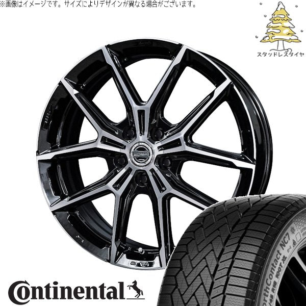 コンチネンタル ノースコンタクト セブン (NorthContact7) 225/55R19 ＋ スマック+EK M1 グロスブラックポリッシュ 19インチ 7.0J +40 5H114.3P スタッドレス・ホイール4本セット。1枚目。