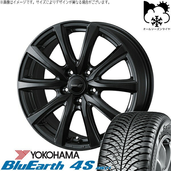 ヨコハマタイヤ ブルーアース4S AW21 225/50R18 ＋ エリシア ガンメタリック 18インチ 7.5J +38 5H114.3P オールシーズン・ホイール4本セット。1枚目。