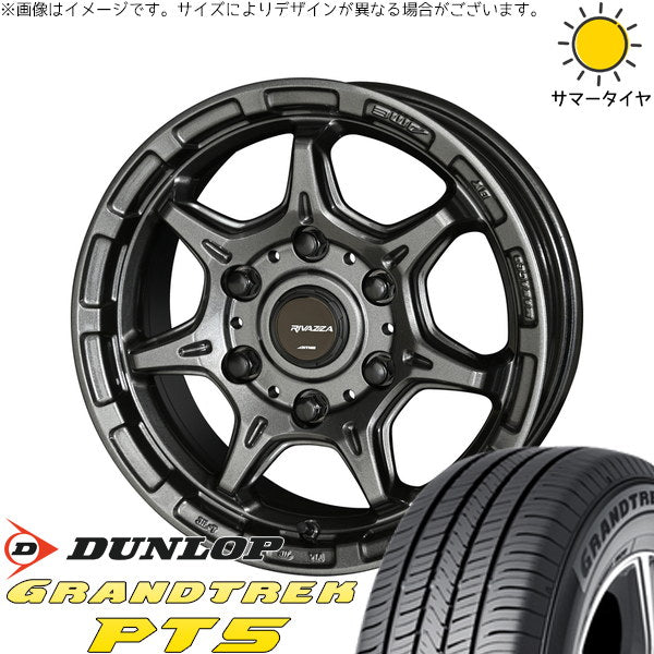 ダンロップ グラントレック PT5 215/70R15 ＋ RIVAZZA FBF-7 ガンブラック 15インチ 6.0J +33 6H139.7P サマー・ホイール4本セット。1枚目。
