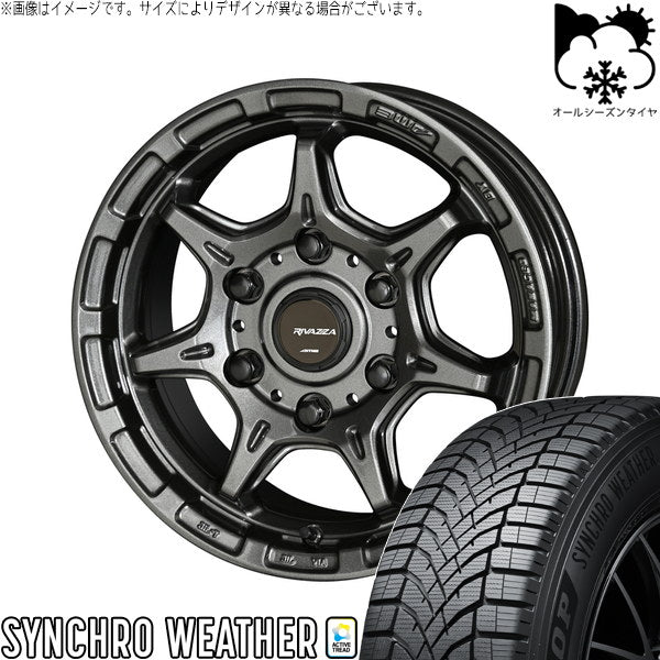 ダンロップ シンクロウェザー 195/80R15 ＋ RIVAZZA FBF-7 ガンブラック 15インチ 6.0J +33 6H139.7P オールシーズン・ホイール4本セット。1枚目。
