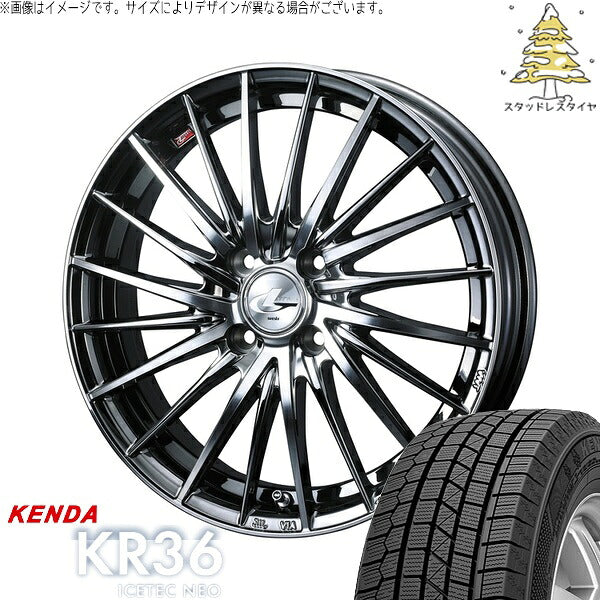 ケンダ アイステックネオ KR36 175/60R16 ＋ レオニス FR ブラックメタルコート/ミラーカット 16インチ 5J +45 4H100P スタッドレス・ホイール4本セット。1枚目。