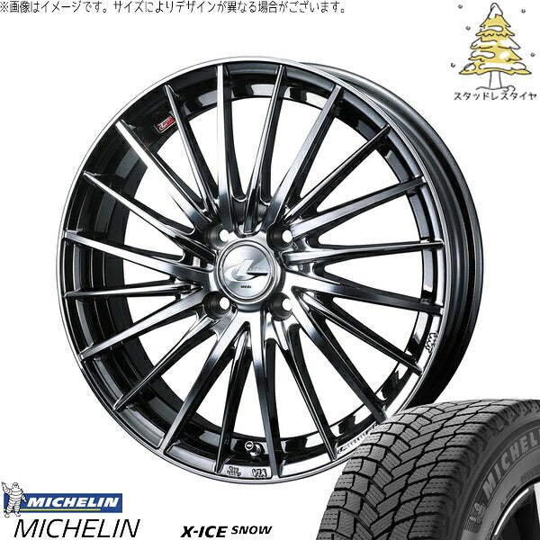ミシュラン エックスアイス スノー 165/55R15 ＋ レオニス FR ブラックメタルコート/ミラーカット 15インチ 5.5J +43 4H100P スタッドレス・ホイール4本セット。1枚目。