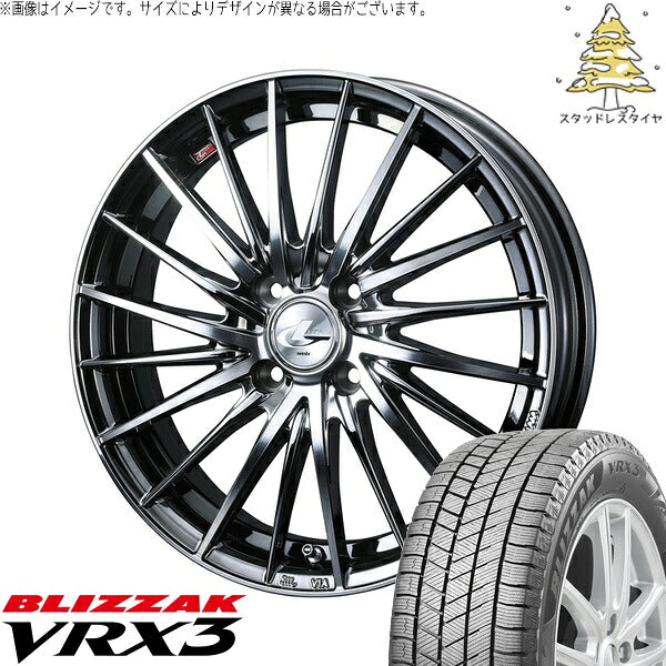 ブリヂストン ブリザック VRX3 195/50R16 ＋ レオニス FR ブラックメタルコート/ミラーカット 16インチ 6J +50 4H100P スタッドレス・ホイール4本セット。1枚目。