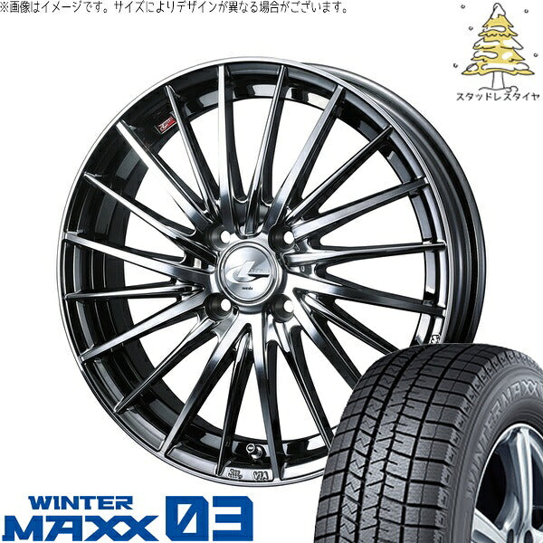ダンロップ ウィンターマックス03 165/50R16 ＋ レオニス FR ブラックメタルコート/ミラーカット 16インチ 6J +42 4H100P スタッドレス・ホイール4本セット。1枚目。