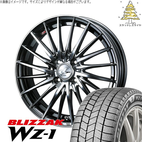 ブリヂストン ブリザック WZ-1 185/60R15 ＋ レオニス FR ブラックメタルコート/ミラーカット 15インチ 5.5J +43 4H100P スタッドレス・ホイール4本セット。1枚目。