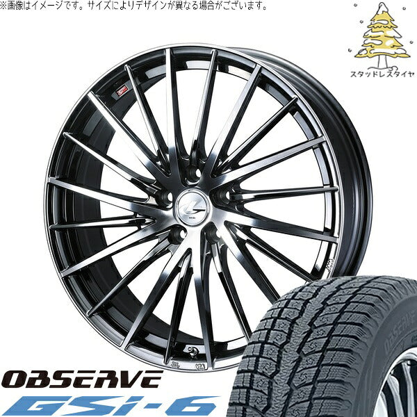 トーヨータイヤ オブザーブ Gsi-6 225/55R18 ＋ レオニス FR ブラックメタルコート/ミラーカット 18インチ 7J +47 5H114.3P スタッドレス・ホイール4本セット。1枚目。